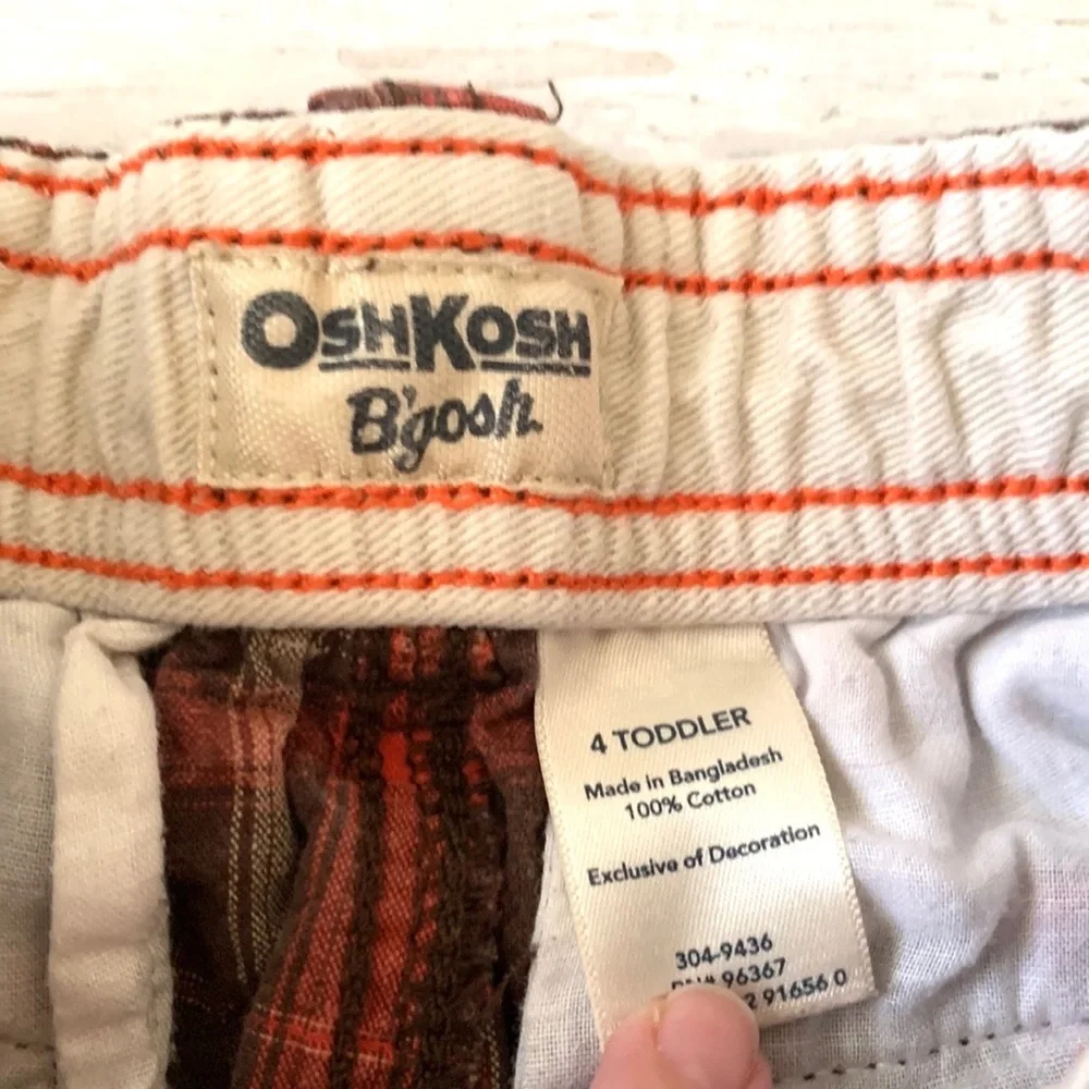 OshKosh 4T Boys Plaid Shorts Chinos Brown Red Colors Kids Summer Shorts